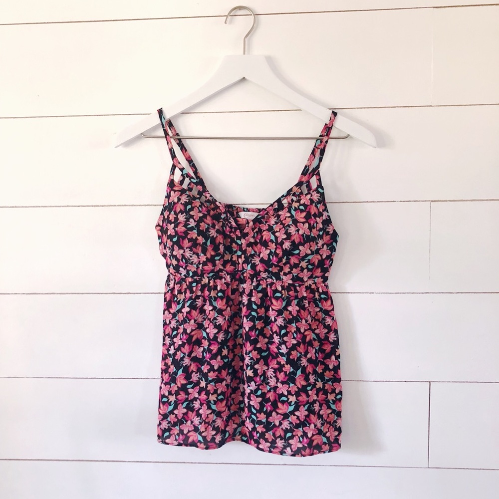 Black &pink Candies floral tank top w/built in bra